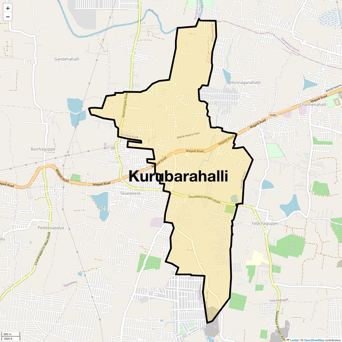 Location Map of Kurubarahalli, Bangalore