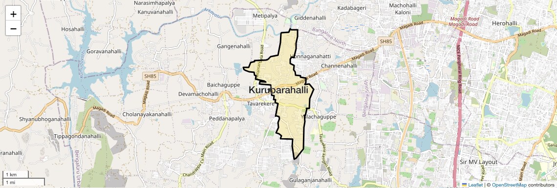 Location Map of Kurubarahalli, Bangalore