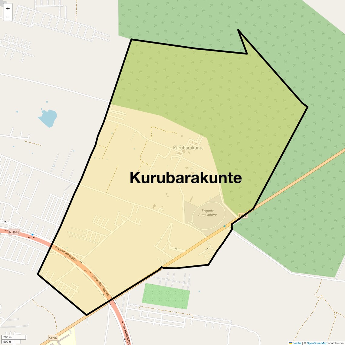 Location Map of Kurubarakunte, Bangalore