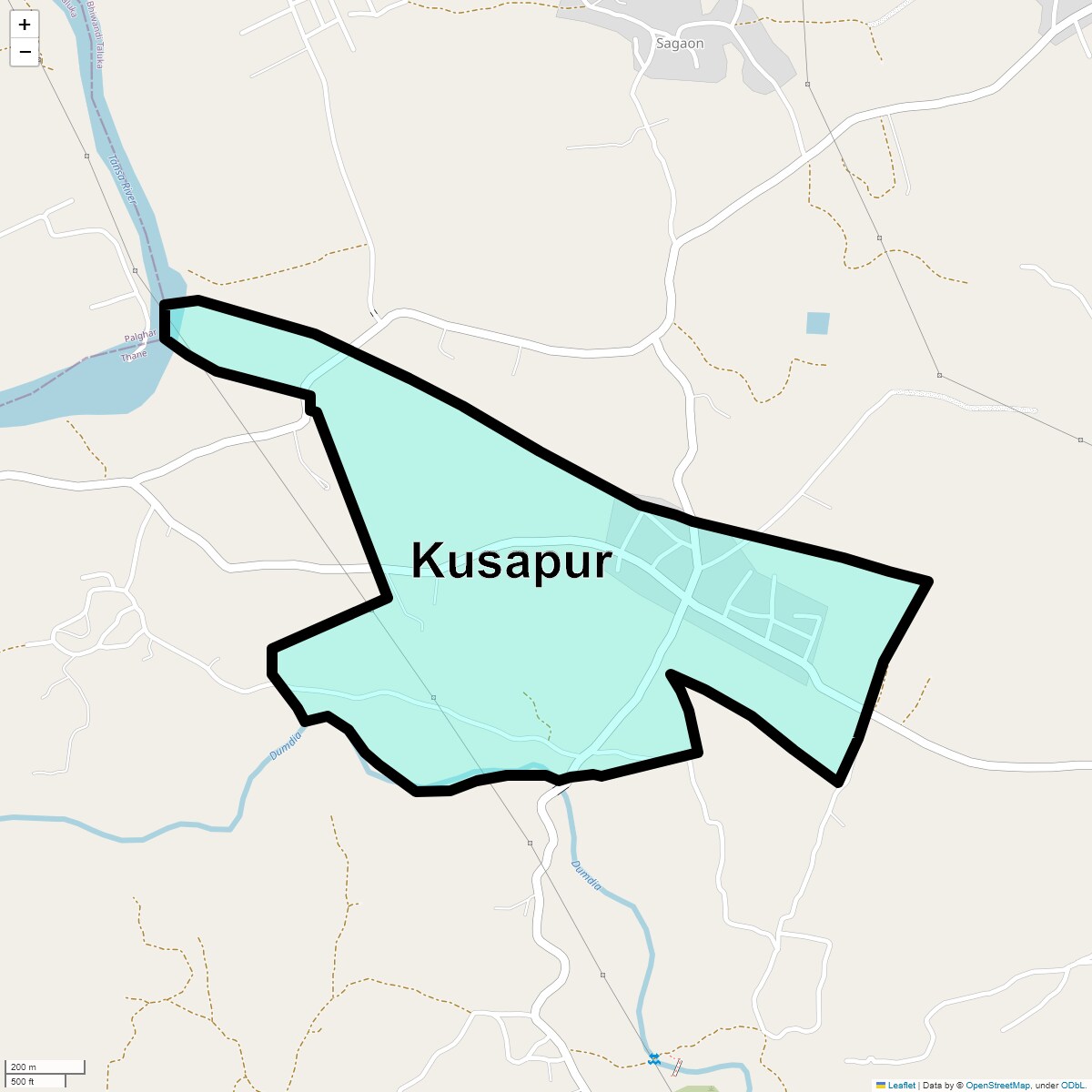 Location Map of Kusapur, Thane