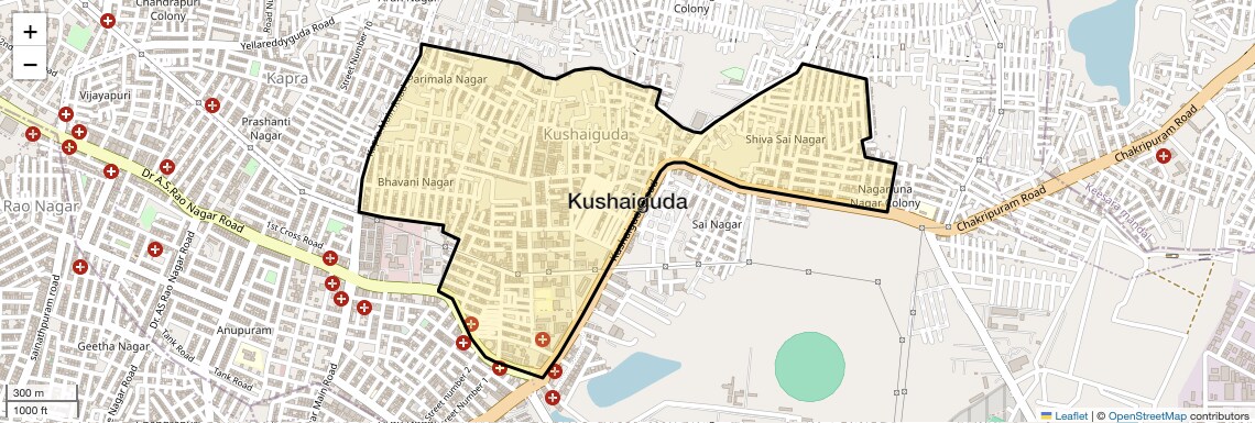 Location Map of Kushaiguda, Hyderabad