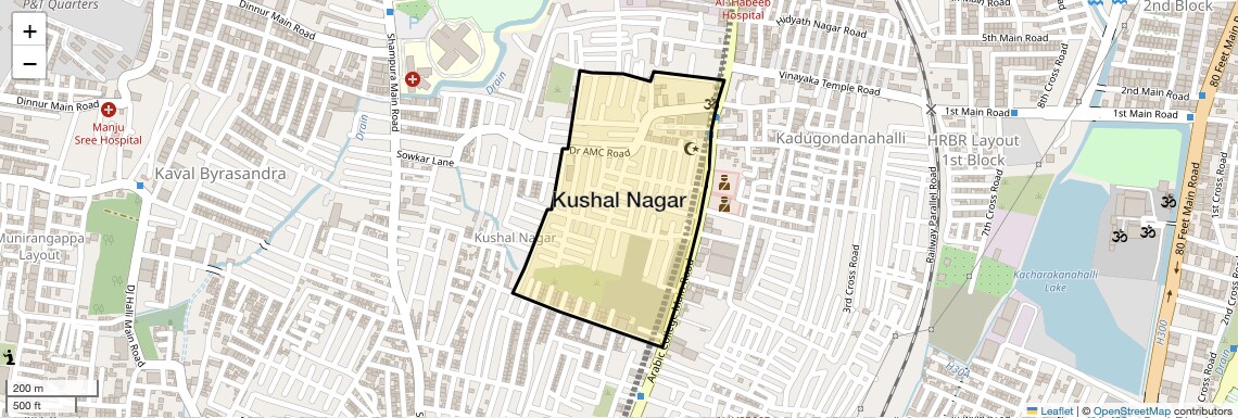 Location Map of Kushal Nagar, Bangalore