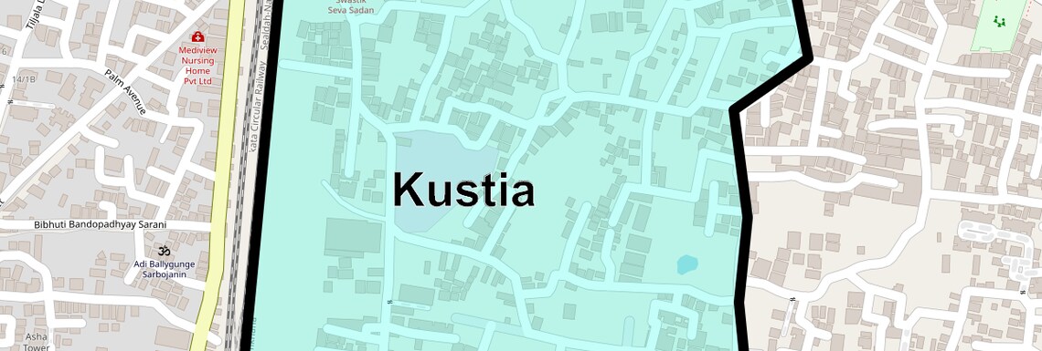 Location Map of Kustia, Kolkata
