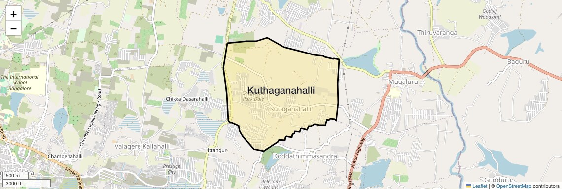 Location Map of Kuthaganahalli, Bangalore