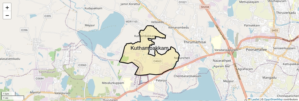 Location Map of Kuthambakkam, Chennai