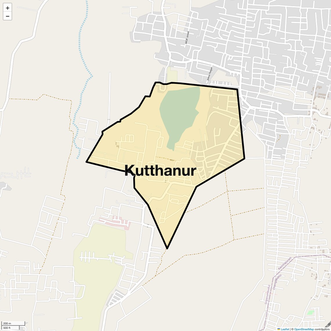 Location Map of Kutthanur, Chennai