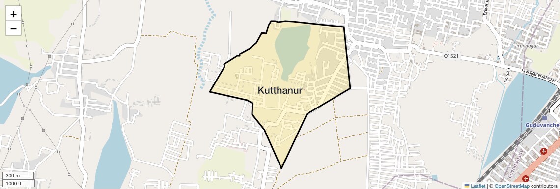 Location Map of Kutthanur, Chennai