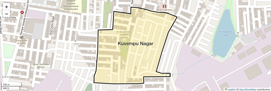 Location Map of Kuvempu Nagar, Bangalore