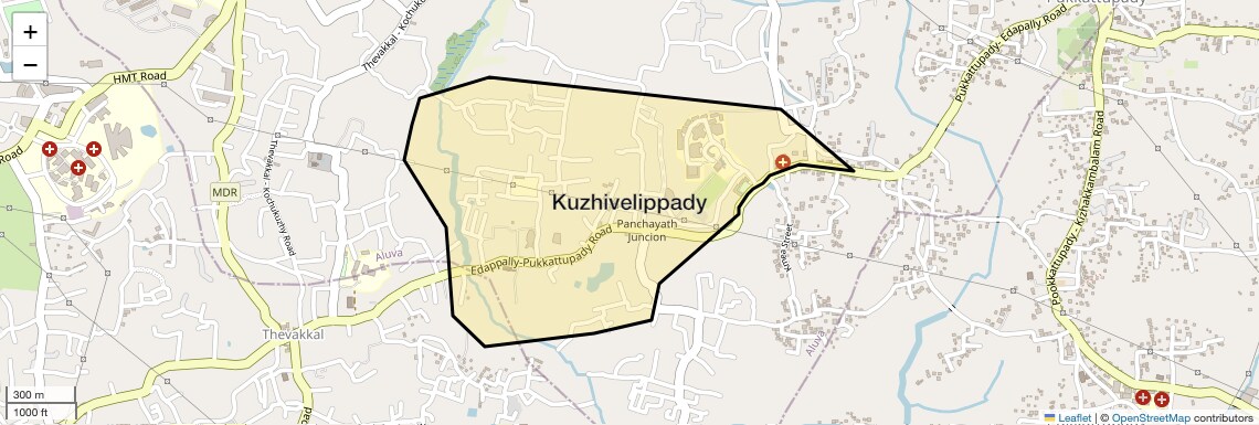 Location Map of Kuzhivelippady, Kochi