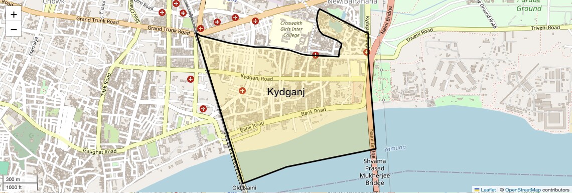 Location Map of Kydganj, Allahabad
