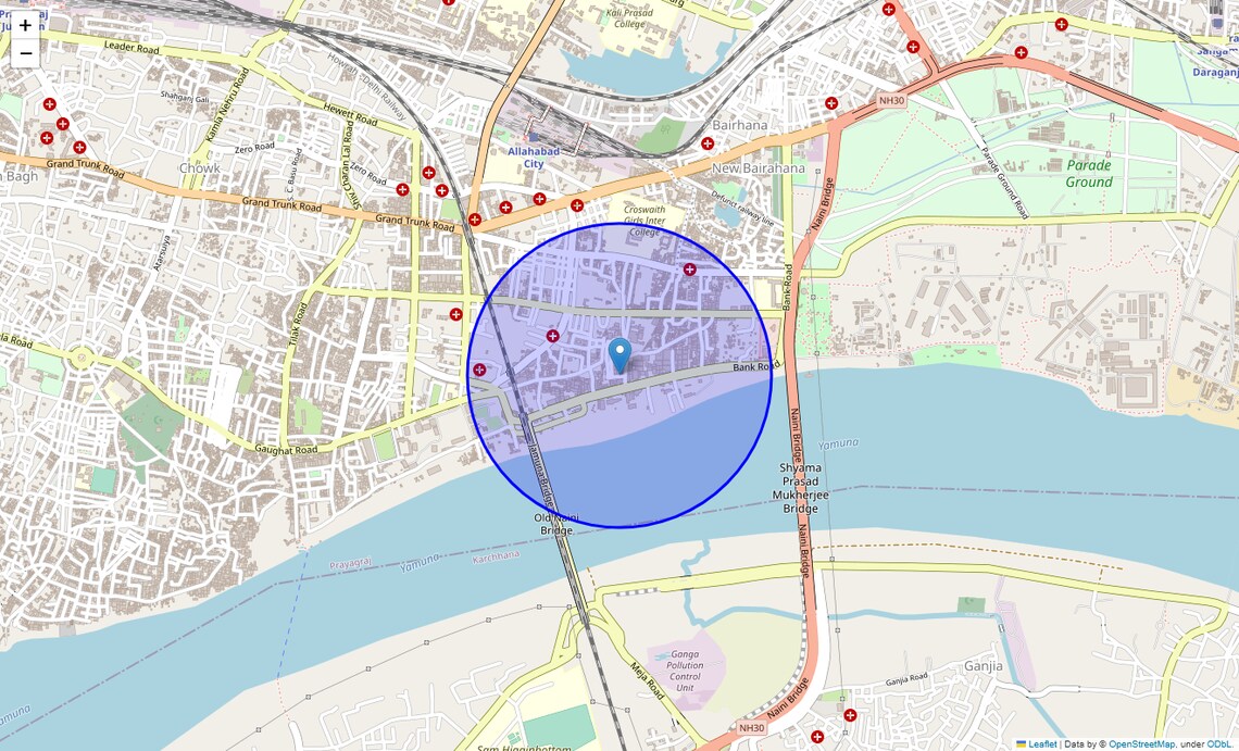 Location Map of Kydganj, Allahabad