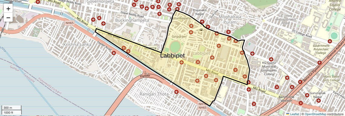 Location Map of Labbipet, Vijayawada