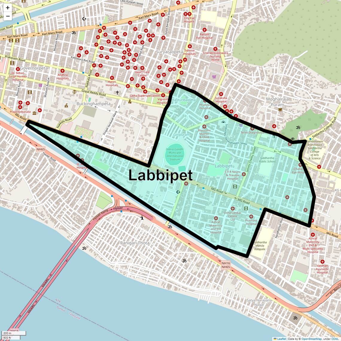 Location Map of Labbipet, Vijayawada