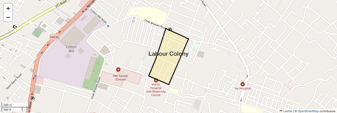 Location Map of Labour Colony, Allahabad