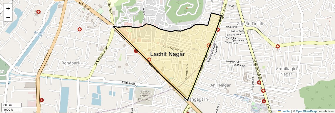 Location Map of Lachit Nagar, Guwahati