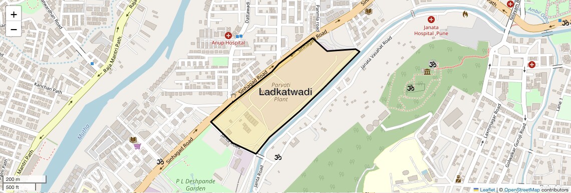Location Map of Ladkatwadi, Pune
