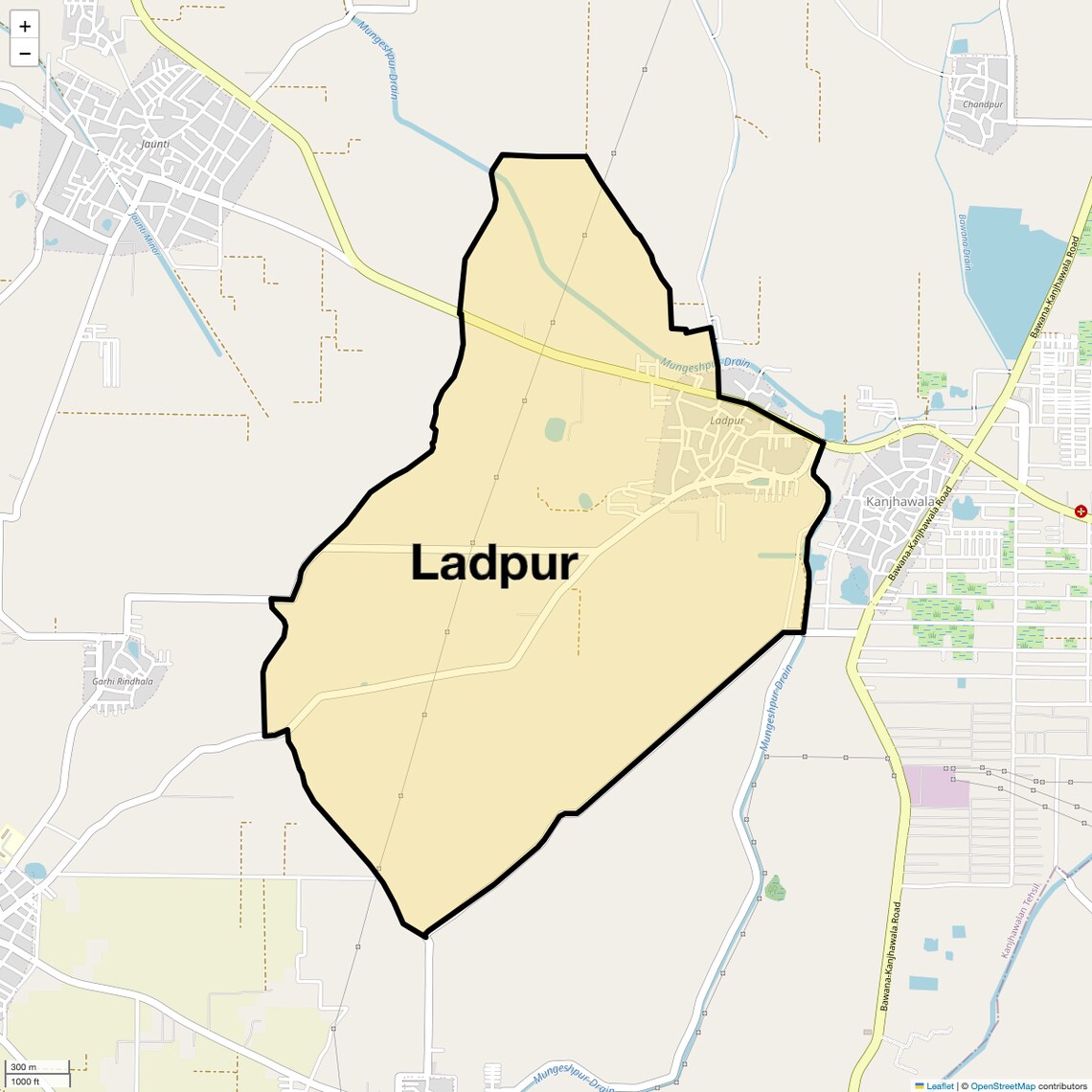 Location Map of Ladpur, Delhi