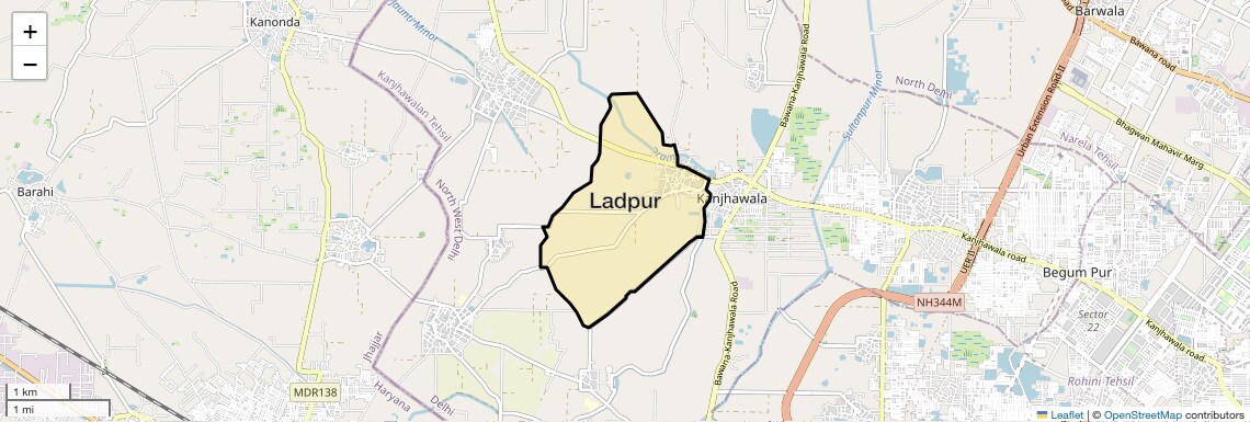 Location Map of Ladpur, Delhi