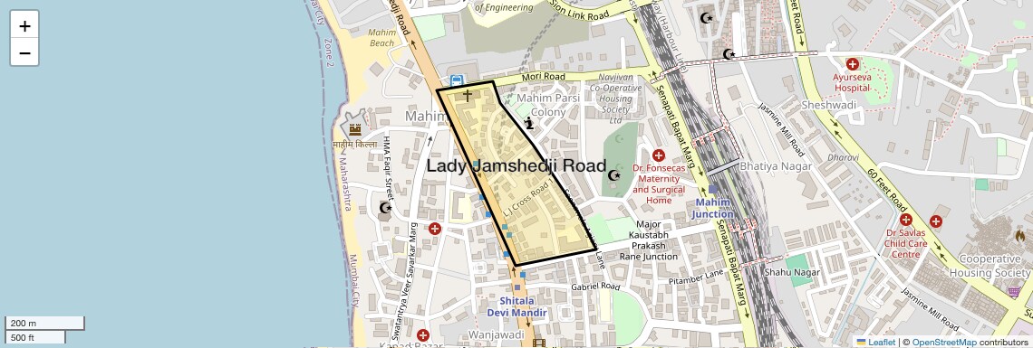 Location Map of Lady Jamshedji Road, Mumbai