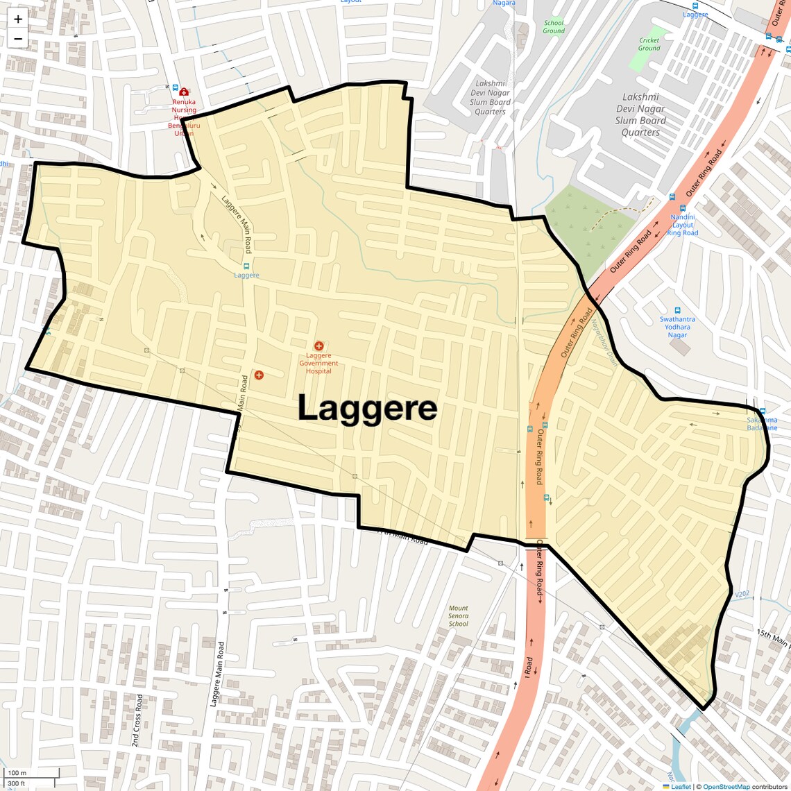 Location Map of Laggere, Bangalore