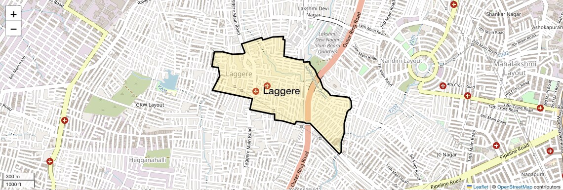 Location Map of Laggere, Bangalore