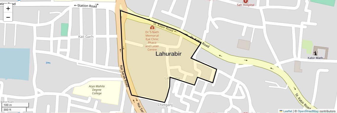 Location Map of Lahurabir, Varanasi