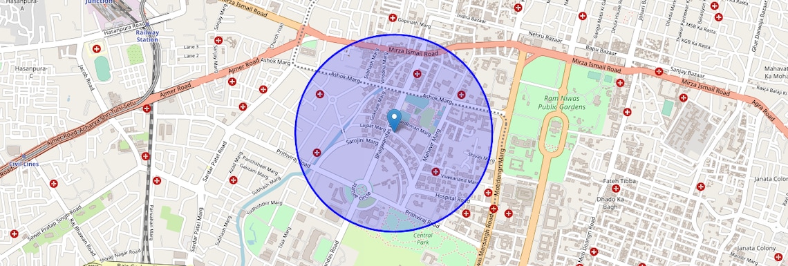 Location Map of Lajpat Marg, Jaipur