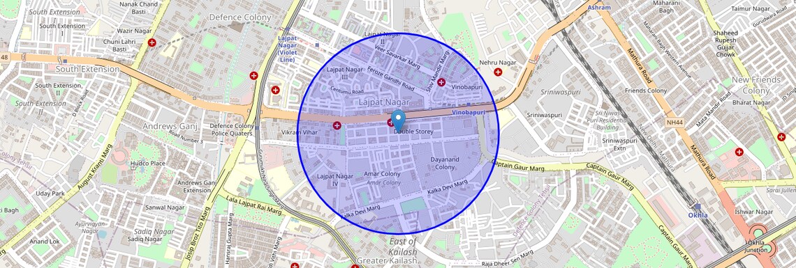 Location Map of Lajpat Nagar 4, Delhi