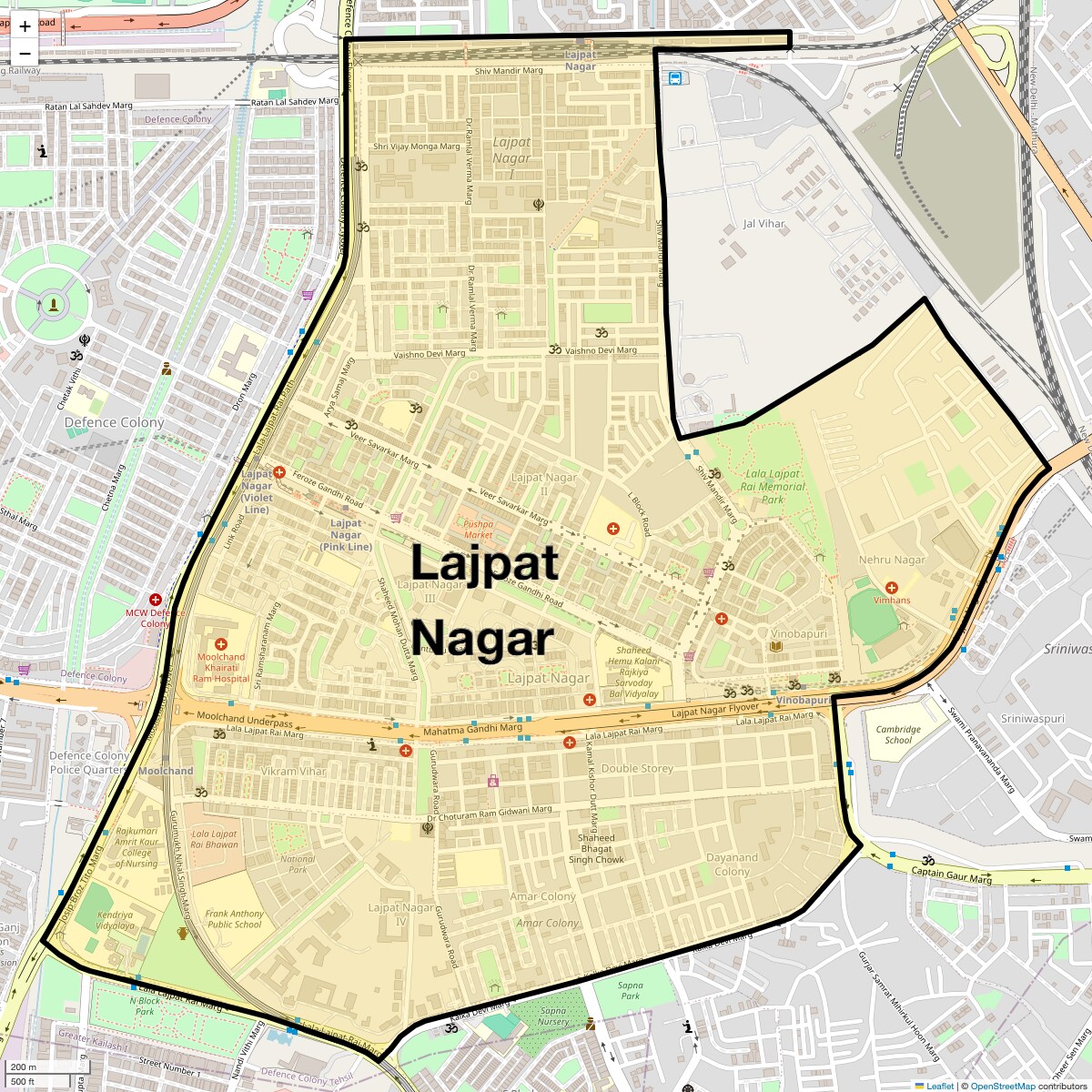 Location Map of Lajpat Nagar, Delhi
