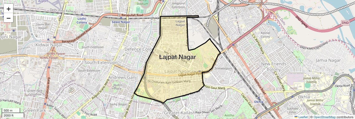 Location Map of Lajpat Nagar, Delhi