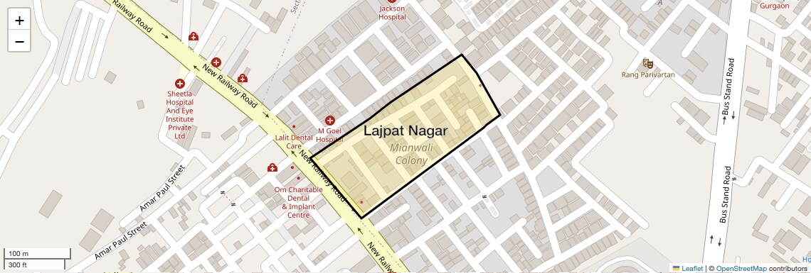 Location Map of Lajpat Nagar, Gurgaon
