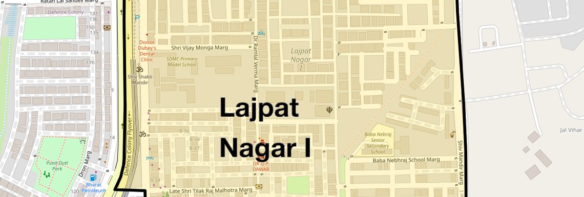 Location Map of Lajpat Nagar I, Delhi
