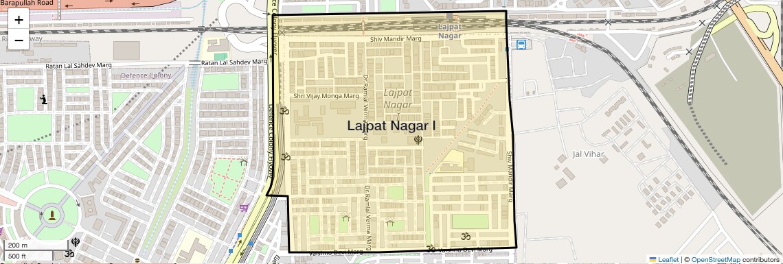 Location Map of Lajpat Nagar I, Delhi