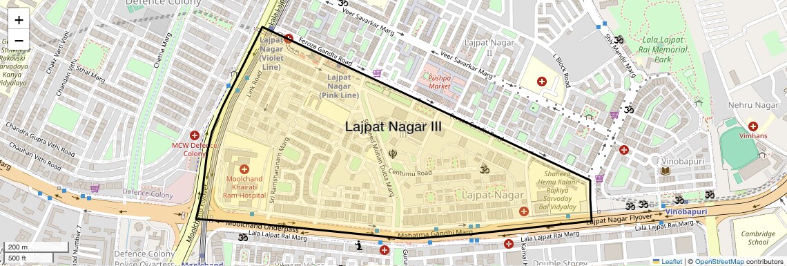 Location Map of Lajpat Nagar III, Delhi