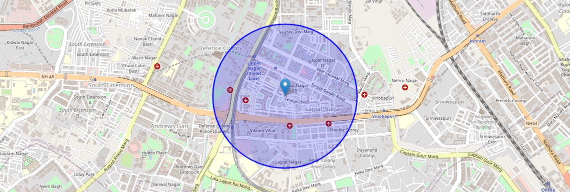 Location Map of Lajpat Nagar Iii, Delhi