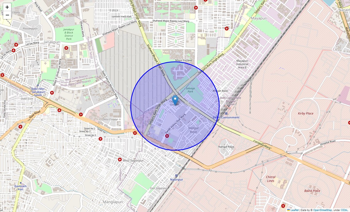 Location Map of Lajwanti Garden, Delhi