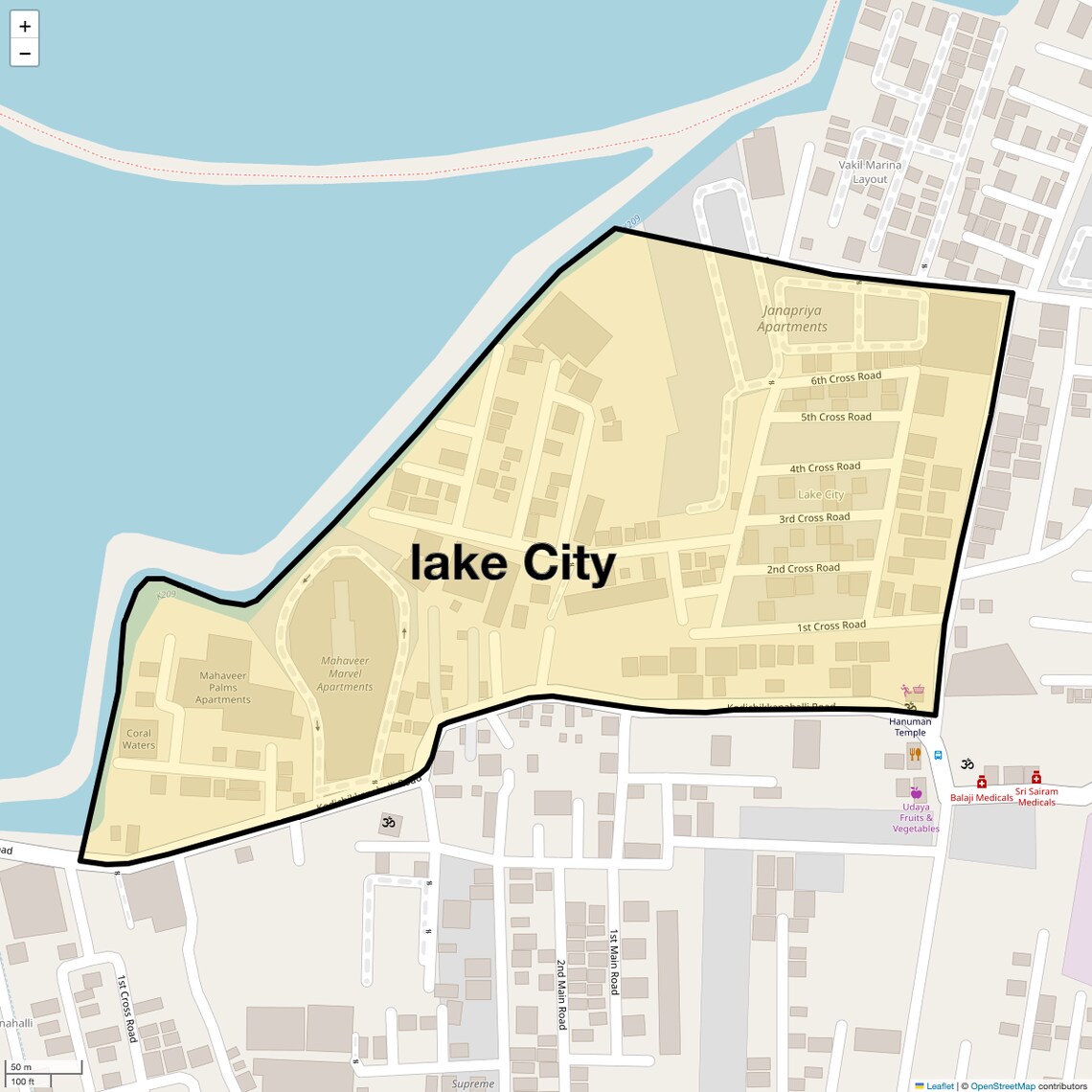 Location Map of lake City, Bangalore