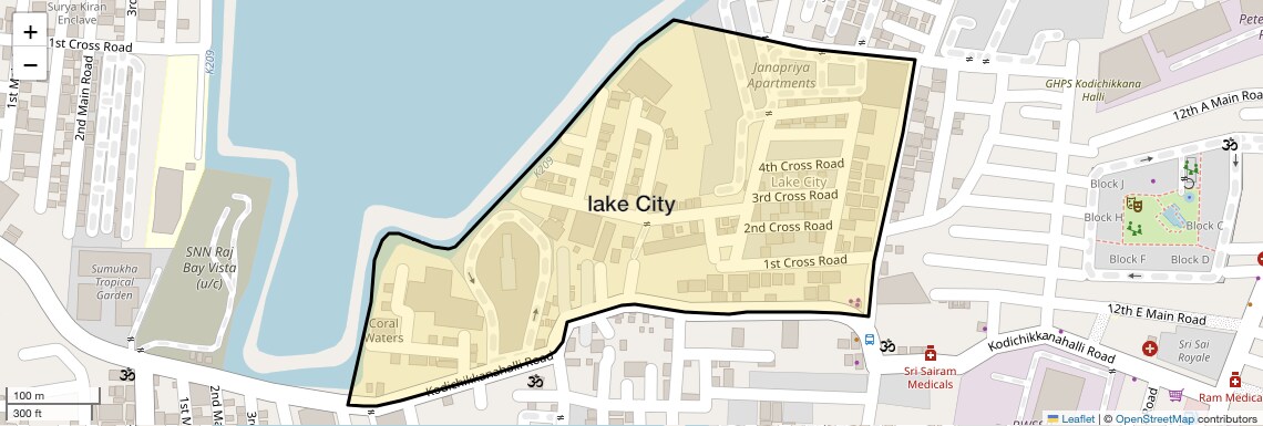 Location Map of lake City, Bangalore