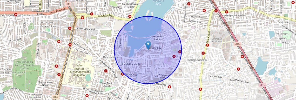 Location Map of lake City, Bangalore