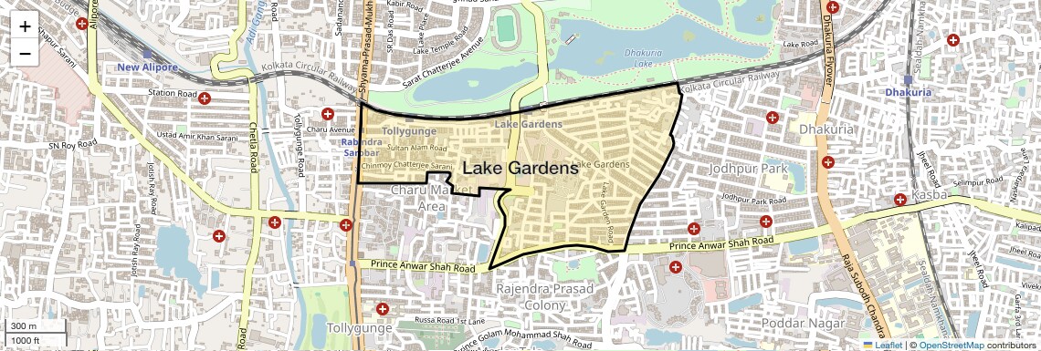 Location Map of Lake Gardens, Kolkata