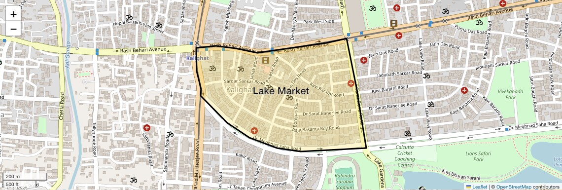 Location Map of Lake Market, Kolkata