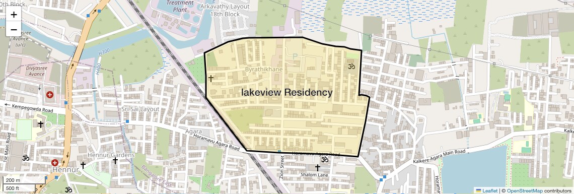 Location Map of lakeview Residency, Bangalore