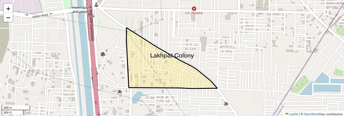 Location Map of Lakhpat Colony, Delhi