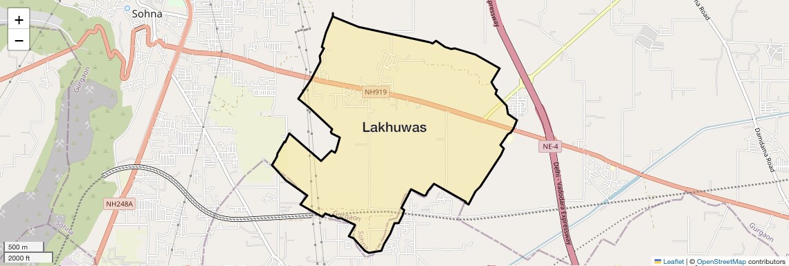 Location Map of Lakhuwas, Gurgaon
