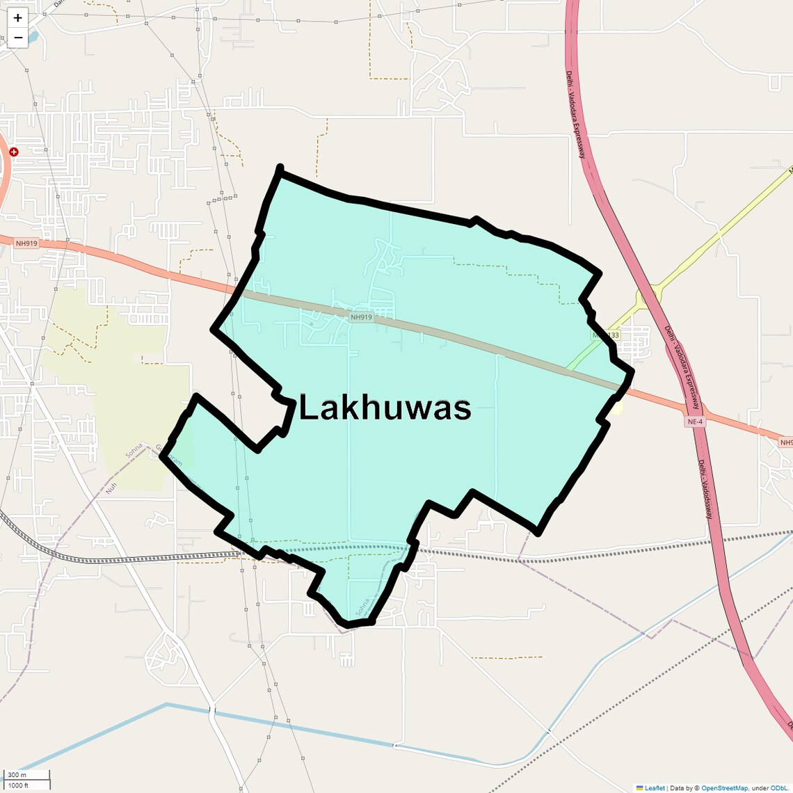 Location Map of Lakhuwas, Gurgaon
