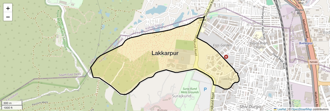 Location Map of Lakkarpur, Faridabad