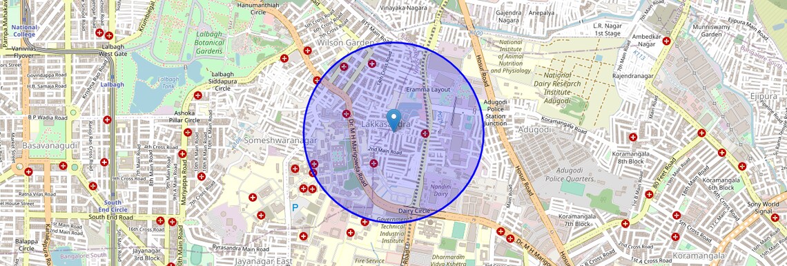 Location Map of Lakkasandra, Bangalore