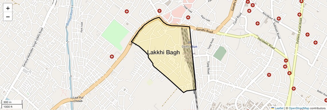 Location Map of Lakkhi Bagh, Dehradun