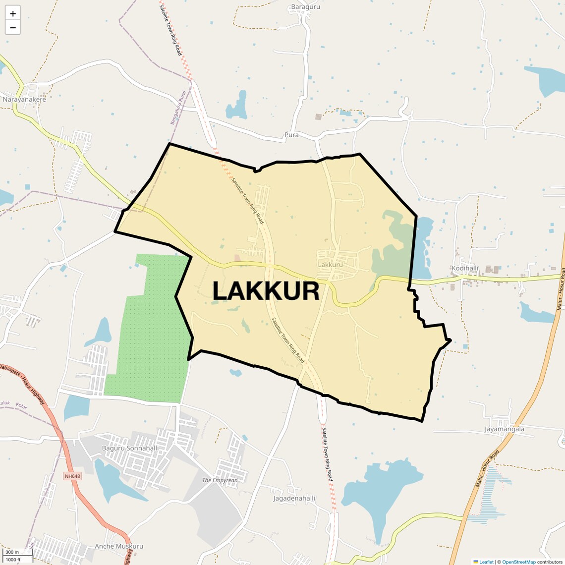 Location Map of Lakkur, Bangalore
