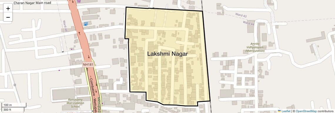 Location Map of Lakshmi Nagar, Coimbatore